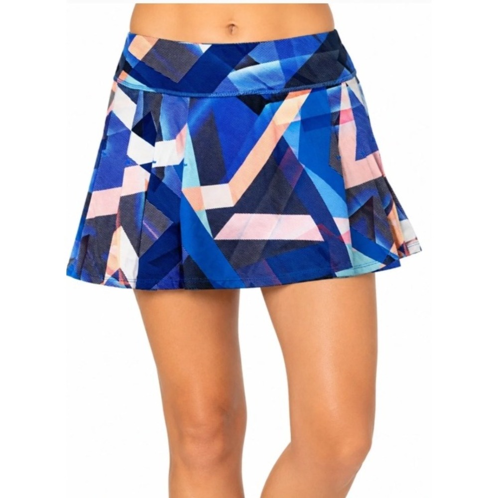 Athleta Electric Geo Speed Pleated Skort Womens S Blue Pink Sporty Tennis Skirt
